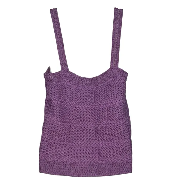 Vince‎ Womens Size Large Crochet Camisole Tank Top Square Neck Knit Purple Lilac - Image 5
