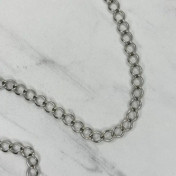 Rhinestone Open Hoop Circle Silver Tone Chain Link Belt One Size (OS) ✨ - Image 10