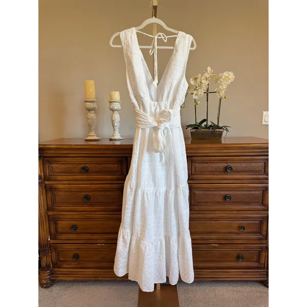 NWT MISA Los Angeles Ksenia Eyelet Maxi Dress White Size M - Image 6