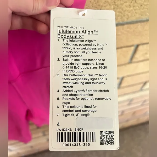 NWT Lululemon Align Bodysuit 8" Sonic Pink SNCP Size 4 - Image 4