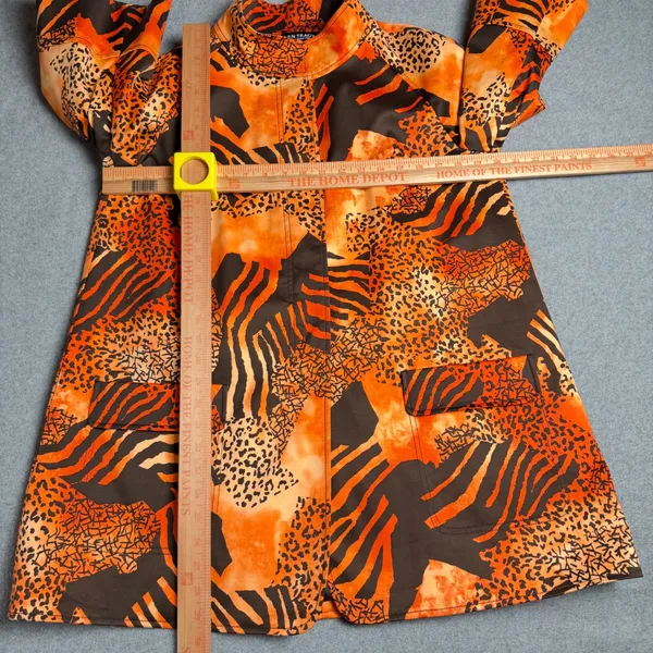 Ellen Tracy Animal Print Topper Coat Orange Brown Zebra Leopard Mock Neck Size 6 - Image 6