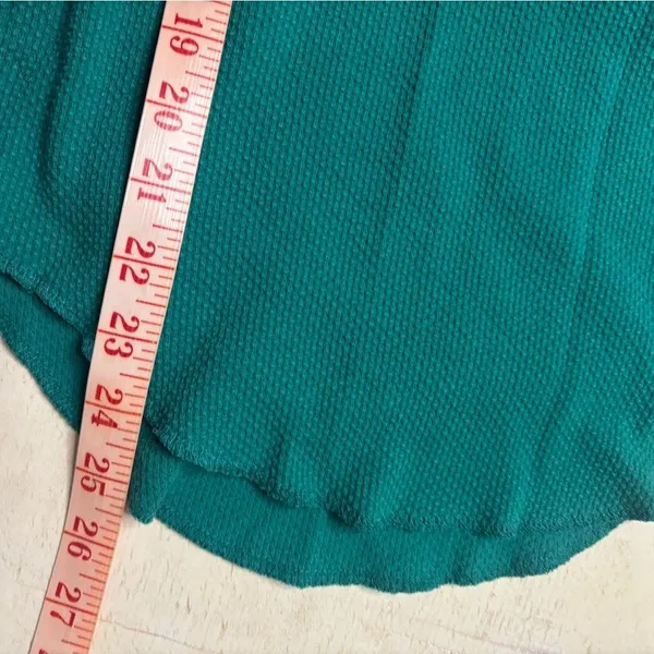 We The Free Free People Embroidered Waffle Knit Teal Boho Long Sleeve Womens Size Medium - Image 4