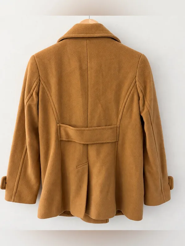 Lands’ End Wool Cashmere Peacoat 4P Petite Camel Double Breasted Coat Preppy - Image 2