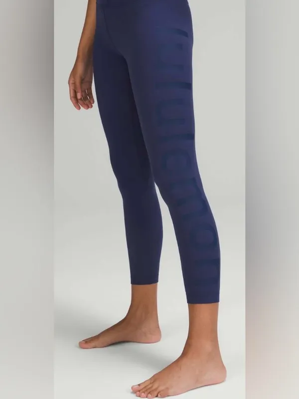 Lululemon Align High Rise Navy 25” Leggings with Side Logo Graphic Size 8 - Image 4