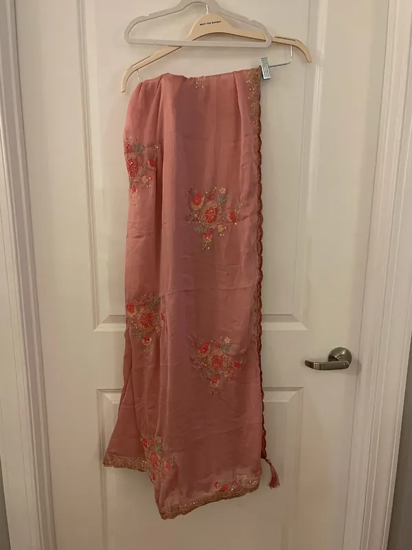 Pink Embroidered Art Silk Anarkali Set With Dupatta - Image 3