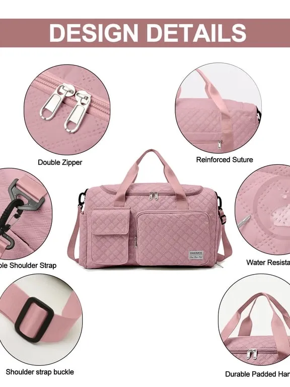 Quilted Pink Travel Duffel Bag Women's Carryall W - Image 9