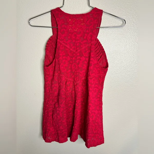 Free People Vibrant Red Textured Tank Top - Image 4