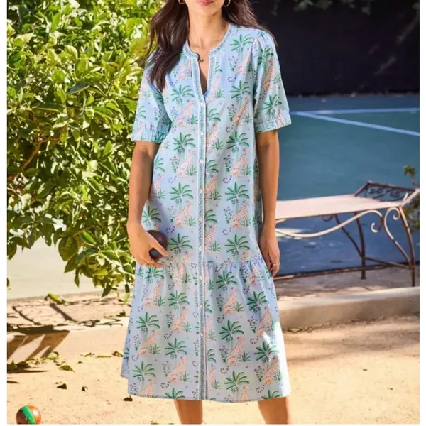 PrintFresh Brunch Dress in Leopard Mirage Organic Cotton Womens XS New - Image 14
