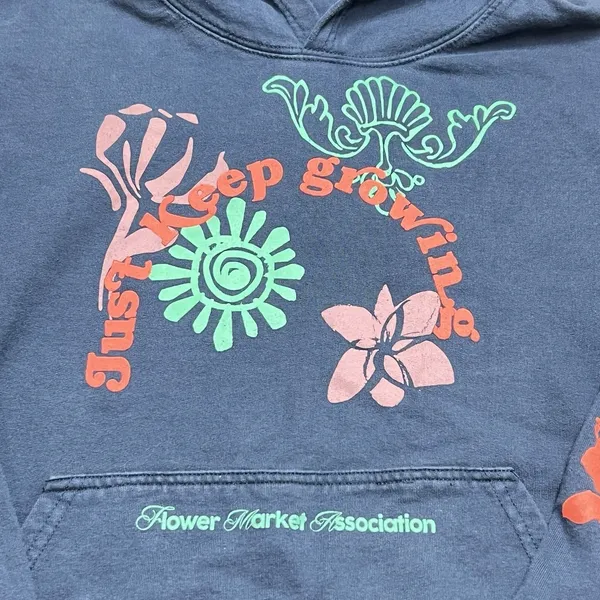 Urban‎ Outfitters Just Keep Growing Flower Market Hoodie Blue Medium Boho Indie - Image 3