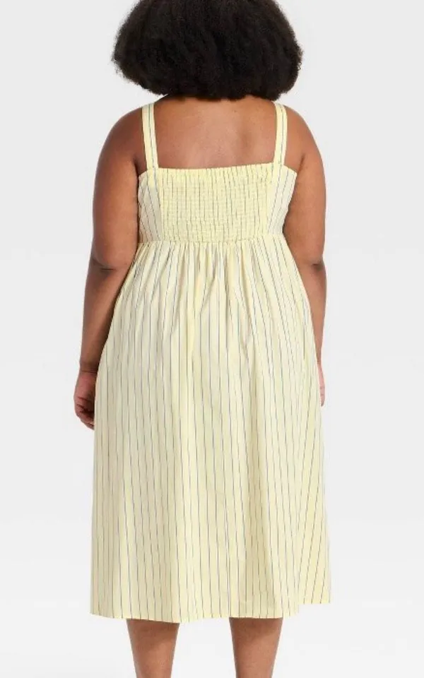 Ava & Viv Yellow Pinstripe Empire Waist Square Neck Dress Size 1X NWT - Image 2