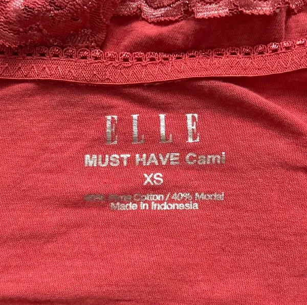 Elle “Must Have Cami” Coral pink - red lace cami top with lace trim - Image 3