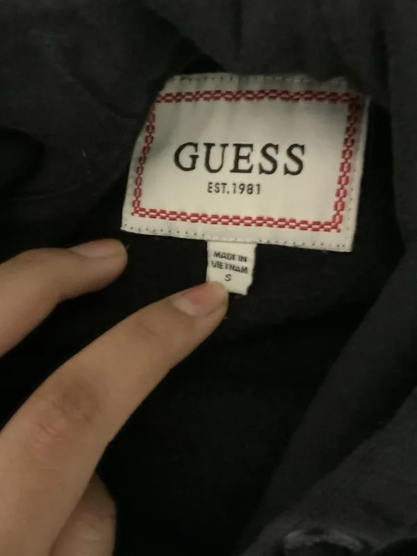 Guess Women’s Hoodie Black Small Logo Pockets Drawstring Long Sleeve Comfy Top - Image 2