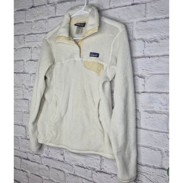 Patagonia Re-Tool Snap-T Fleece Pullover Womens Small White Cream Polartec 25442 - Image 4