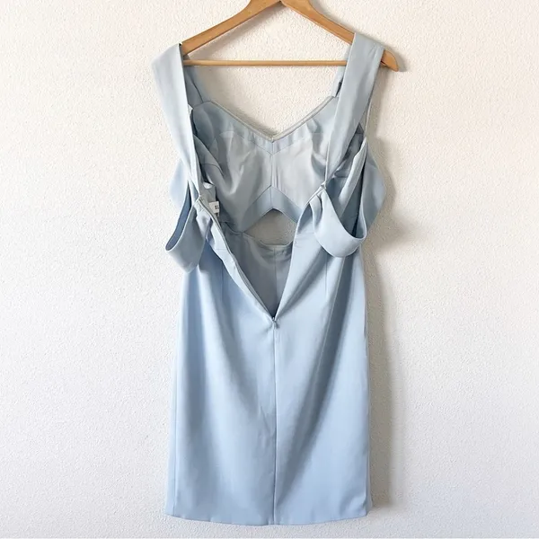 Elliatt Liberty Cornflower Blue Cold Shoulder Cocktail Wedding Guest Midi Dress - Image 8