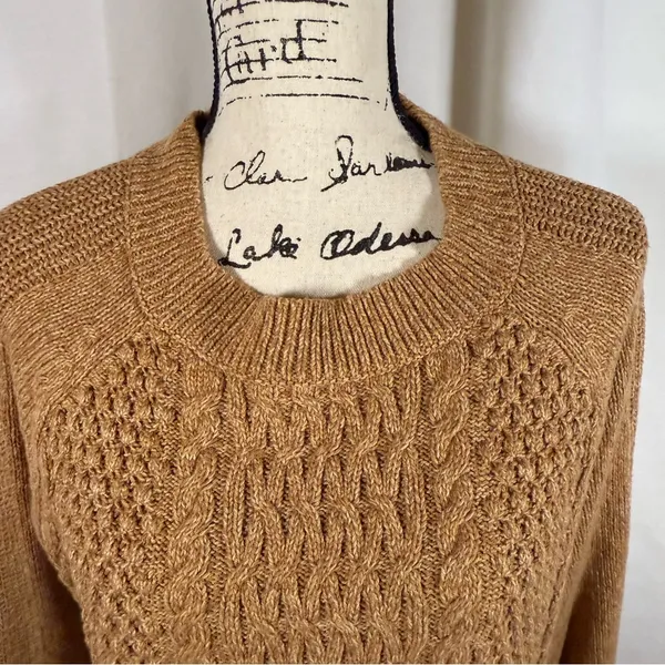 Crown & Ivy Tan Oversized Long Sleeve Cable Knit Mock Neck Sweater Size XL - Image 3