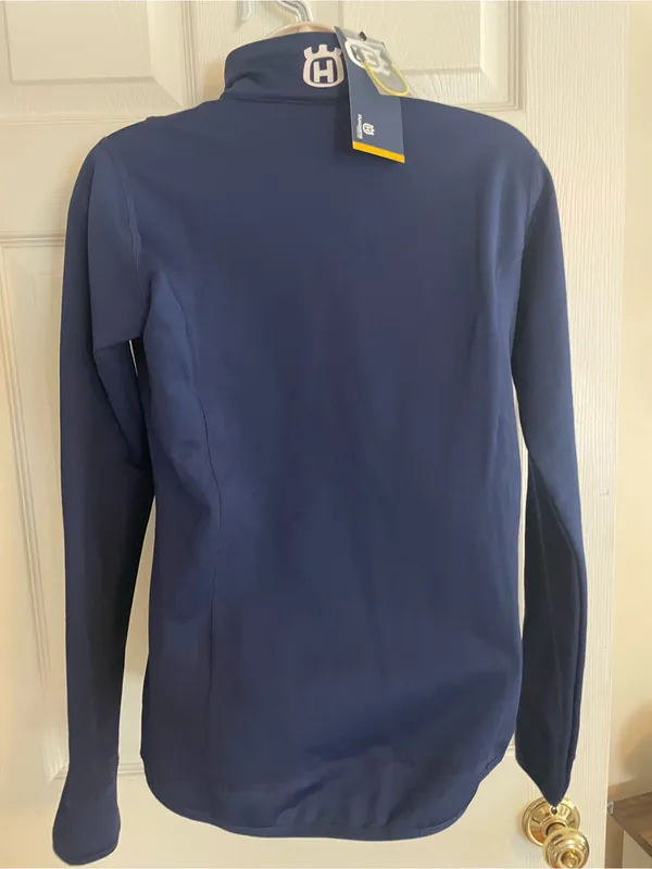 Husqvarna Logo Women's Navy Zip-Up Jacket with Yellow Accent - Image 3