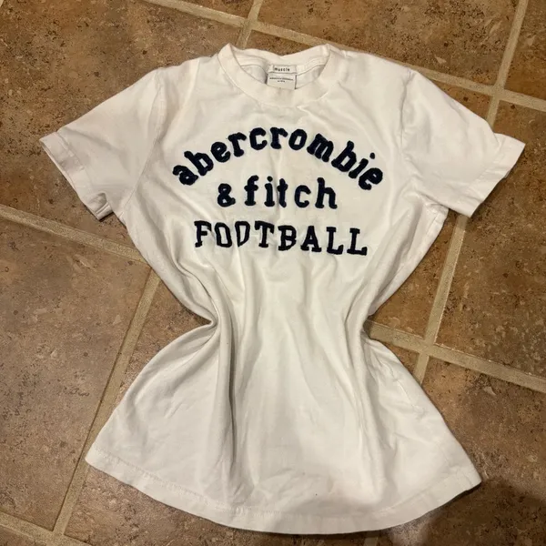 Vintage Y2K Abercrombie & Fitch white babydoll football tee - Image 2