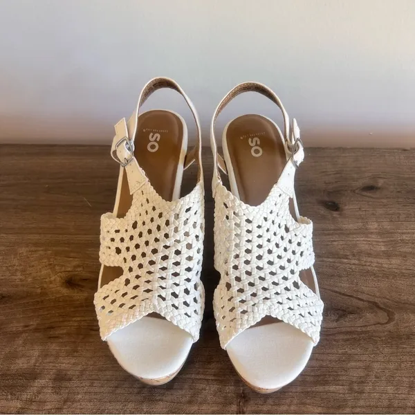 SO® Taffy White Women's Wedge Sandals Size 9 #B1651 - Image 7