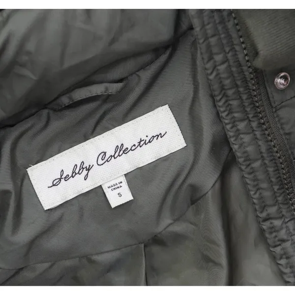 Sebby Collection Womens Long Belted Puffer Coat with Hood Jacket Olive Green S - Image 5