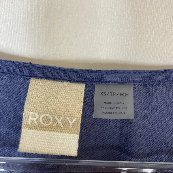 Roxy Navy Blue Long Sleeve Tie Front Beachy Mini Dress Womens XS - Image 6