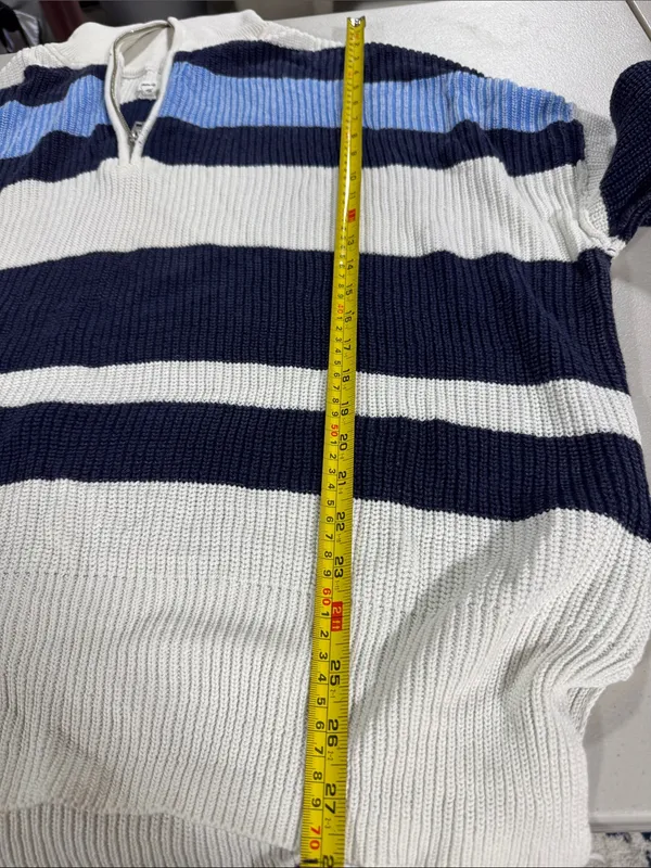 aerie woman oversized Striped Half-Zip Sweater in Navy, White & Light Blue sz M - Image 5