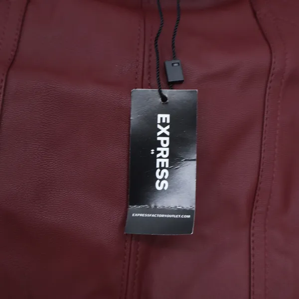 Express Skirt Womens 6 Burgundy Faux Leather Mini Patch Pocket NEW - Image 3