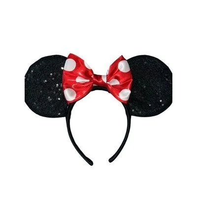 Red, Black, white polka dots sequin Disney Mickey Classic Minnie Mouse ears NWOT - Image 2