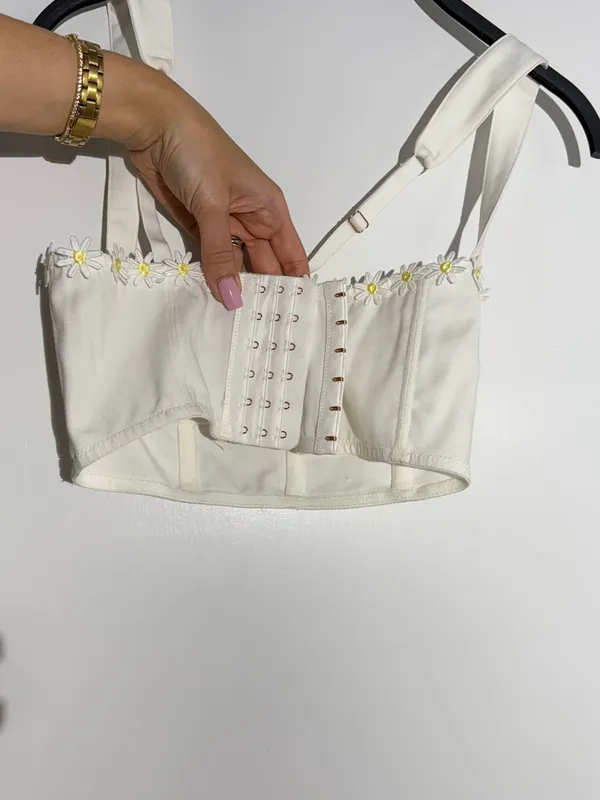 Urban Outfitters White Daisy-Trim Longline Bralette - Image 14