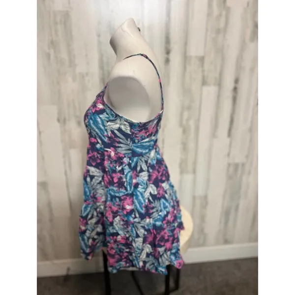 American Eagle Tropical Floral Mini Dress XS Cutout Back Summer Sundress Blue Pi - Image 2
