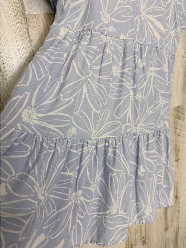 Universal Thread Womens XS Blue Floral Linen Blend Tiered Mini Dress Cottagecore - Image 4