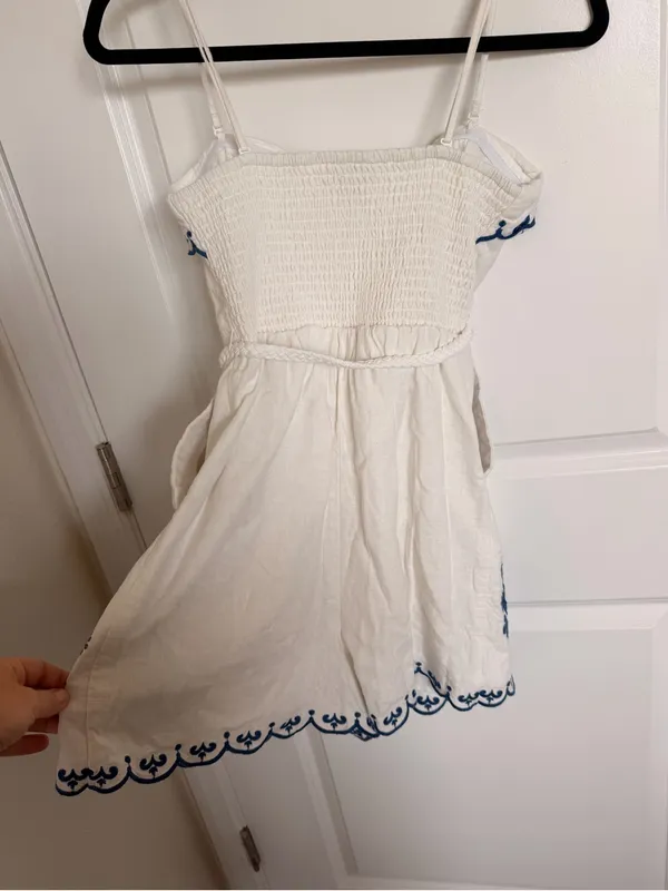 Carolina Constas Linen Embroidered Romper Small - Image 5