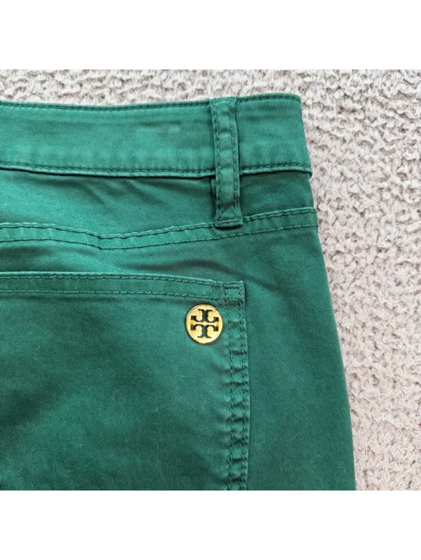 Tory Burch Ivy Super Skinny Jeans Women’s 29 Emerald Green Stretch Gold Logo - Image 8