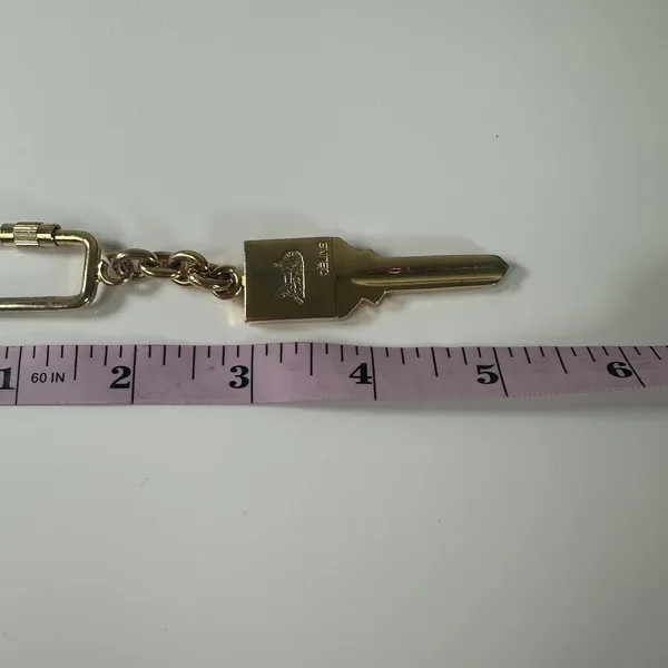 CELINE Keychain Womens One Size Gold Key Shape Horse Carriage Logo Made Italy - Image 11