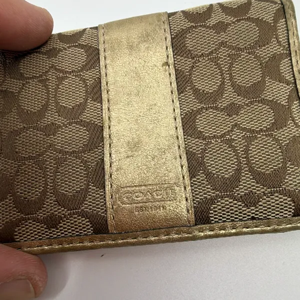 Coach Gold Signature C Canvas Card Case - Image 3