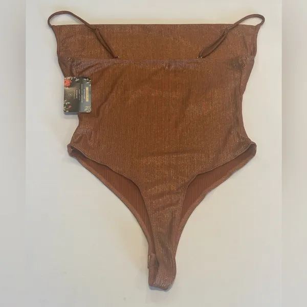 BLASHE Belong Bodysuit in Copper‎ with Adjustable Spaghetti Straps NWT Small - Image 3