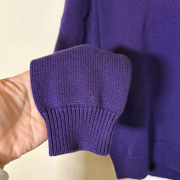 Vintage Lauren Ralph Lauren Sweater‎ Women Petite Small Purple Knit Shawl Collar - Image 5