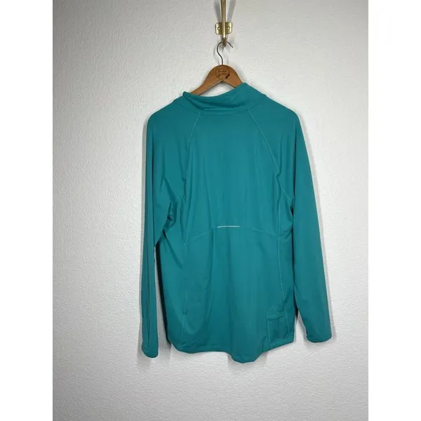 LL Bean Womens 1/2 Zip Pullover Top XL Regular Misses Long Sleeves Teal - Image 4