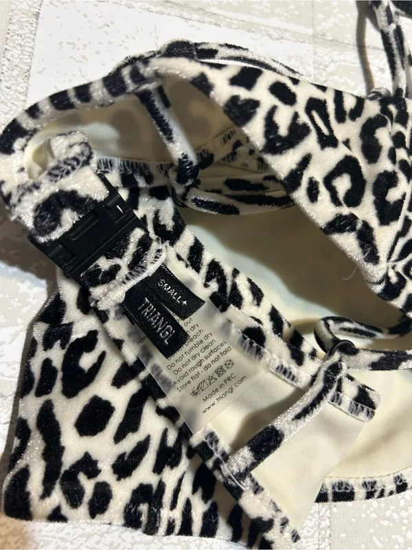 Triangl Black & Cream Leopard Bikini Top Only Size Small - Image 3