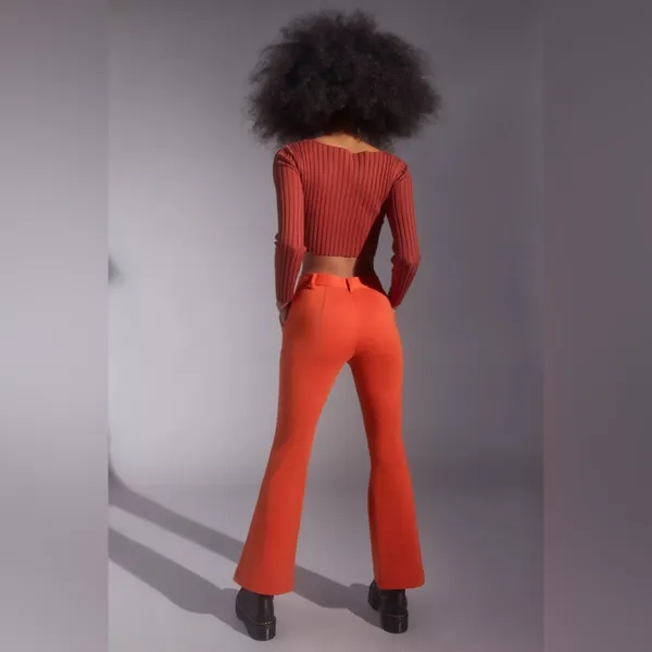 Urban Outfitters Orange Flare Pants‎ High Rise Retro Wide Leg Women’s M - Image 2