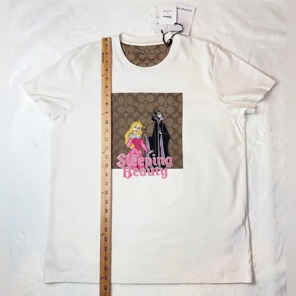 NWT Disney X Coach Signature Sleeping Beauty T‎ Shirt off white size L - Image 6