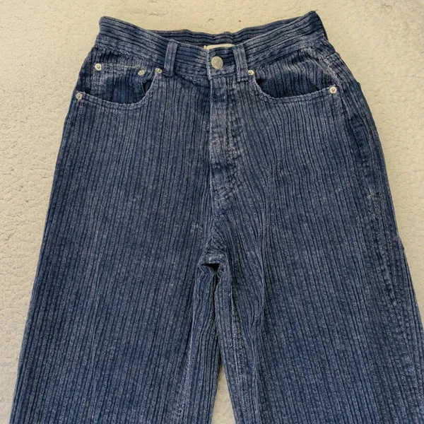 BDG Urban Outfitters High Rise Baggy Corduroy Pants Blue Acid‎ Wash Size 25 - Image 6
