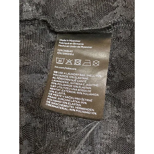 H&M Divided Women's Black Butterfy Lace V-neck Long Sleeve Sheer Crop Top Sz XL - Image 5