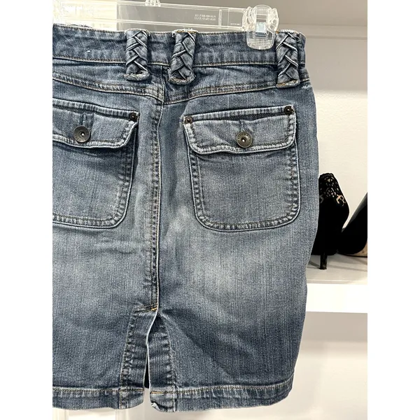 Arizona Jeans Co. Women's Denim Jean Skirt Braided Belt Loops 27" Waist - Image 6