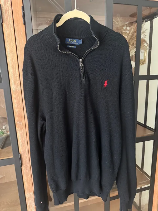 Polo Ralph Lauren 1/4 Zip sweater knit half pima cotton embroidered logo - Image 2