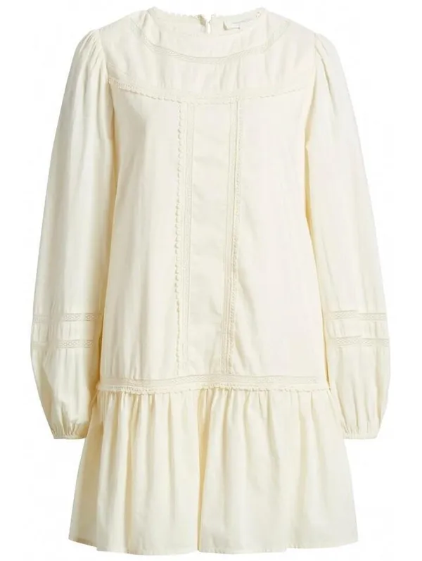 Treasure & Bond Lace Detail Long Sleeve Shift Dress NWT Ivory XS - Image 3