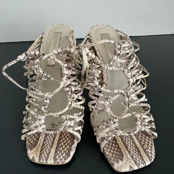 Imagine Vince Camuto Bennie Sandal Beach Vacation Block Heel Size 6 Snake Print - Image 8