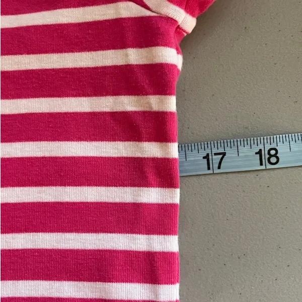 Chaps Classics Pink White Striped Cotton Button Shoulder Tee Shirt Womens Medium - Image 8