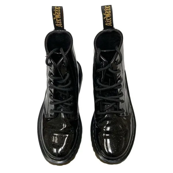 Dr. Martens Luana Womens 5 Black‎ Coated Glitter High Top Ankle Lace Up Boots ￼ - Image 2
