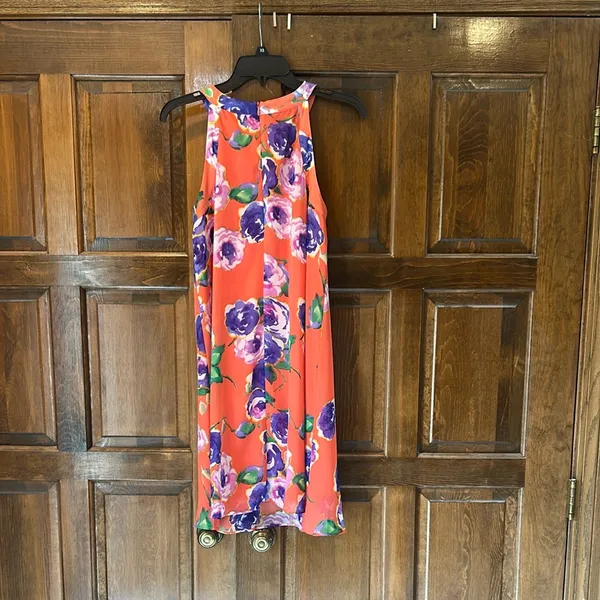 Betsey‎ Johnson Womens Pullover Chiffon Dress Pink Floral Size 6 Trapeze Swing - Image 5