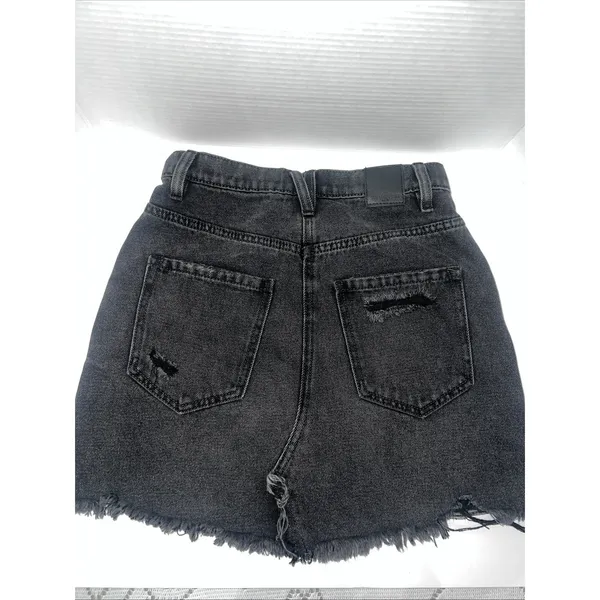 Free People We The Free Size 26 Short Denim Skirt Black‎ Distressed Boho - Image 2